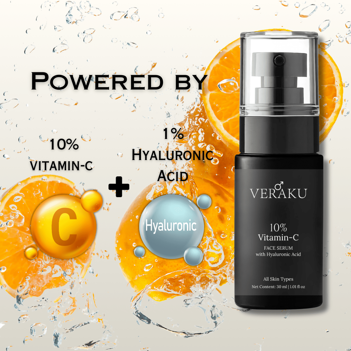 10 % Vitamin - C Face Serum with Hyaluronic Acid | 30ML - Veraku