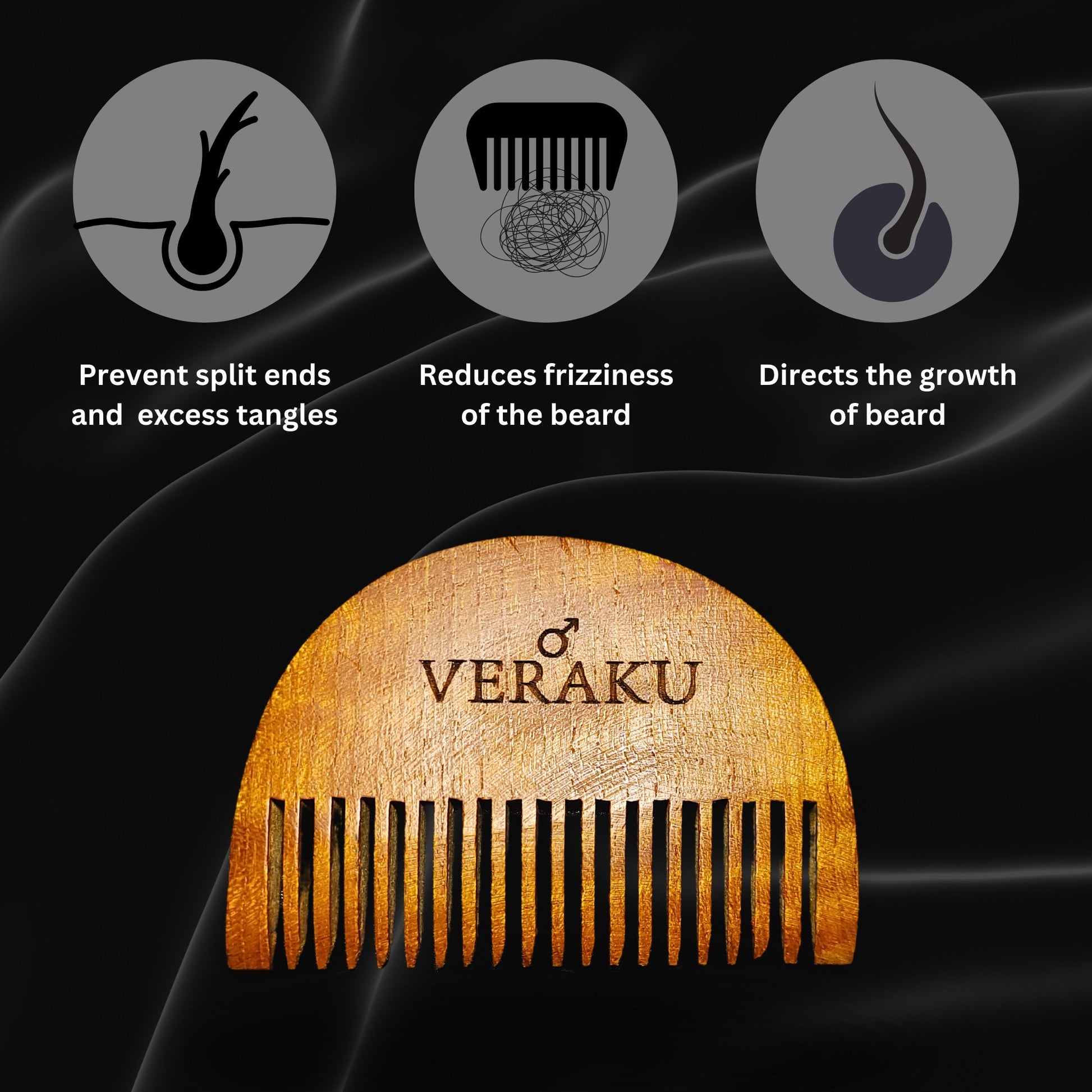 Neem Wood Beard Comb | Pocket Friendly | for Beard Detangling & Styling - Veraku