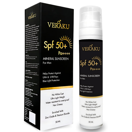 SPF-50+ PA++++ | Mineral Sunscreen | For Men | 50ML - Veraku