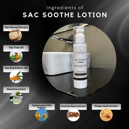 Sac Hygiene Combo | For Fresh & Dry Sac | Sweat & Odour Control | (Sac Wash-100ml + Sac Soothe Lotion-100ml) - Veraku